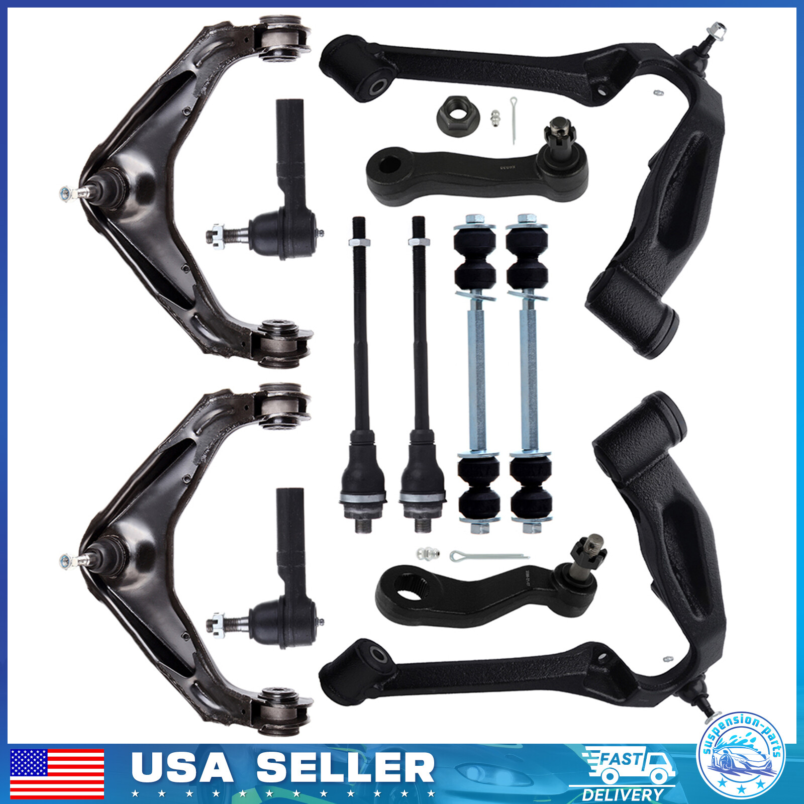 12 Front Upper & Lower Control Arm Sway Bar For 2001-2010 Silverado 2500 3500 HD