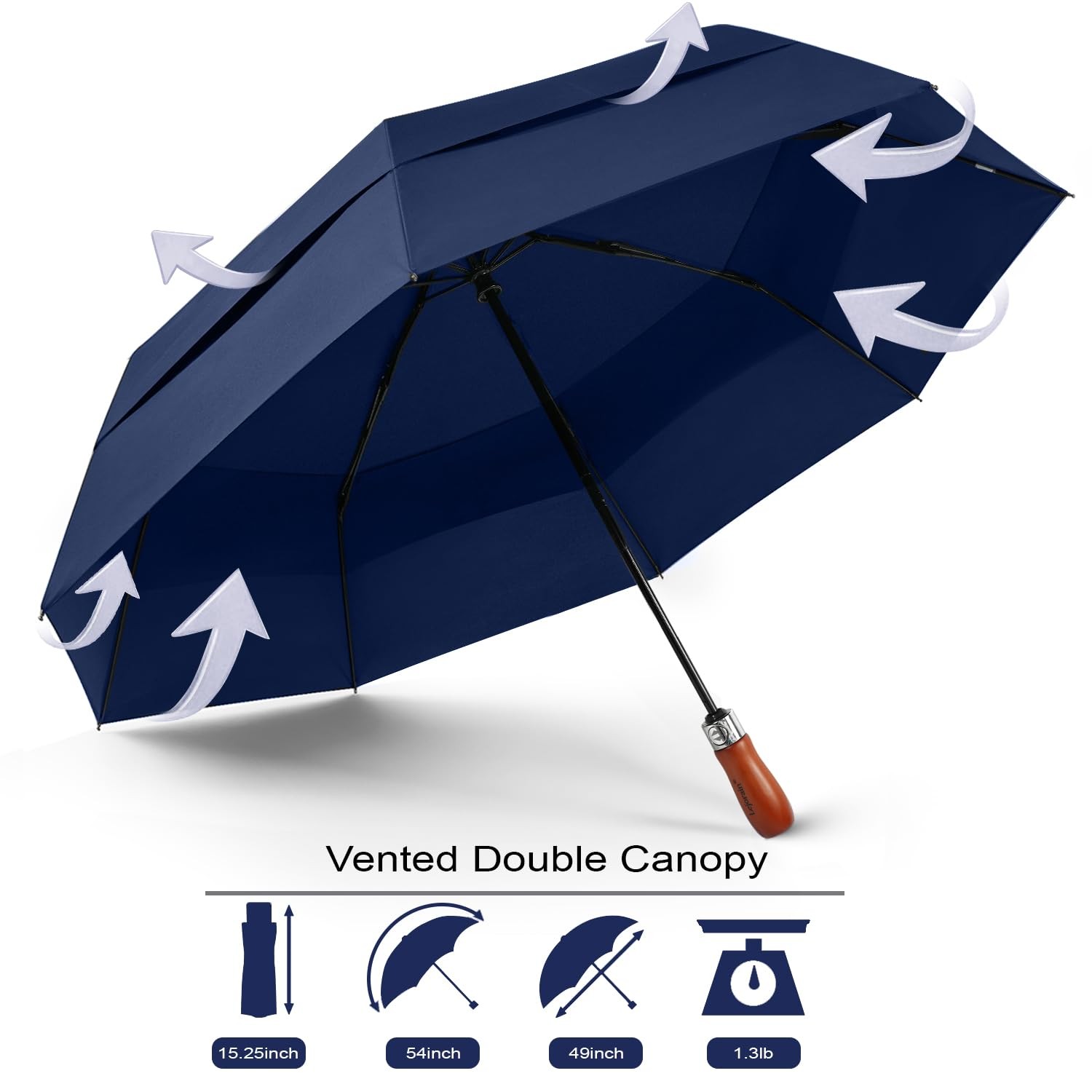 Large Compact Golf Umbrella - 54inch Oversized Auto Open Close Folding Golf U...