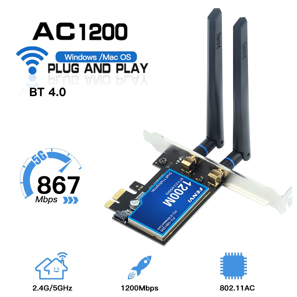 Fenvi Hackintosh PCIE wifi Card Bluetooth Adapter BCM94360 HB1200 for Desktop
