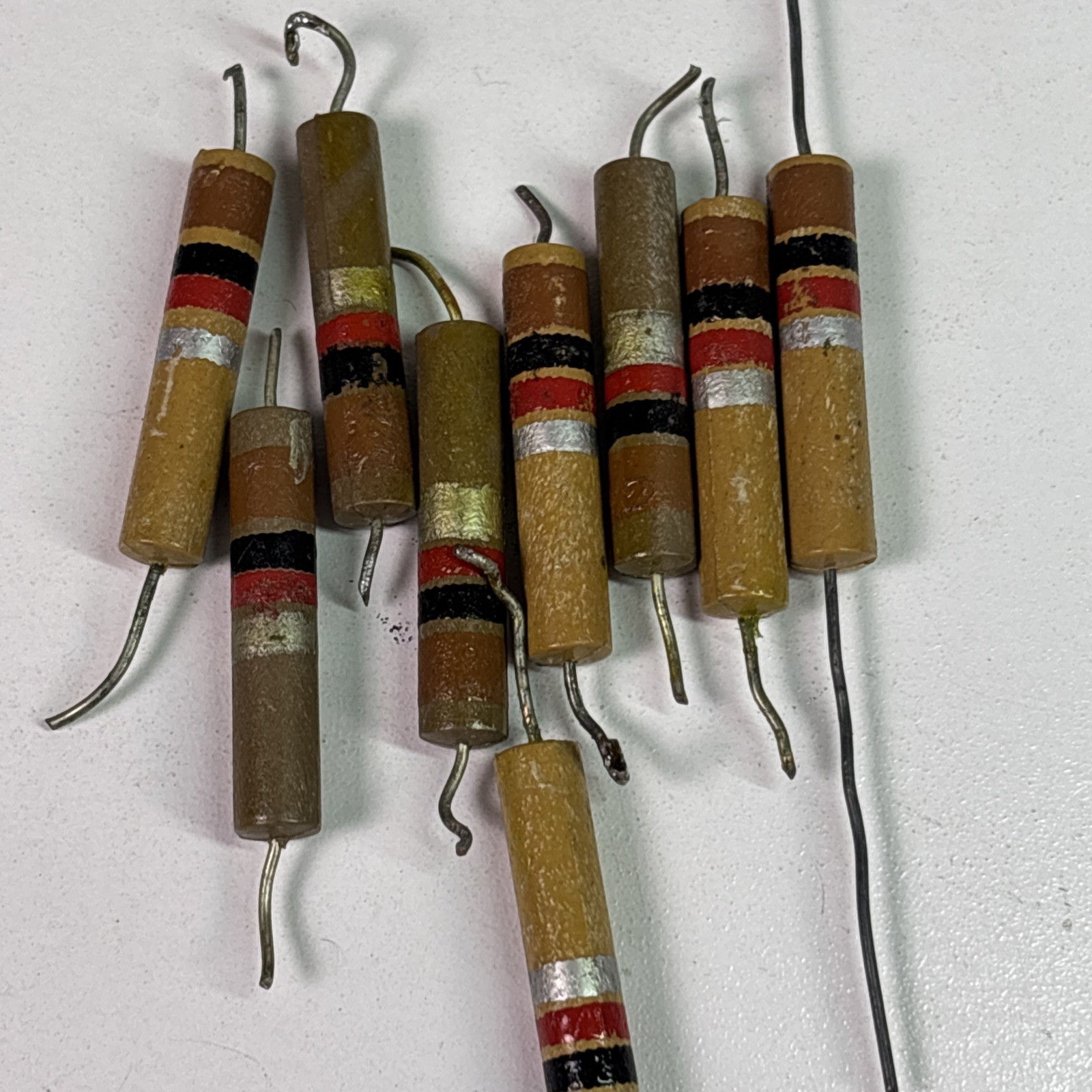 Vintage Large Lot of 9 Used Carbon Comp 1K Ohm 10% 1W Resistors 1960s