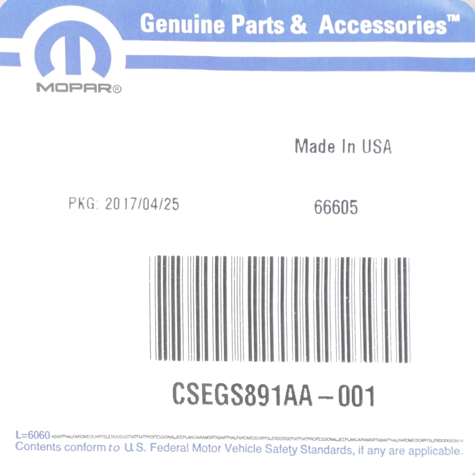 Genuine Mopar Wiring CSEGS891AA