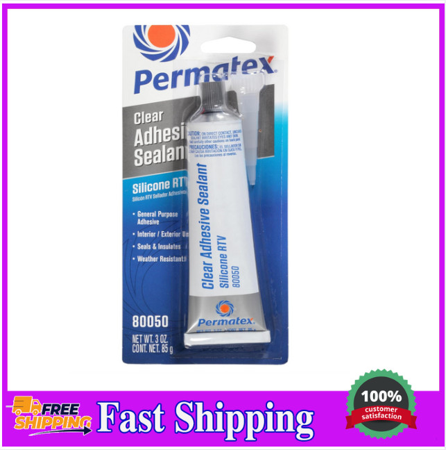 Permatex 80050 Clear RTV Silicone Adhesive Sealant, 3 Oz