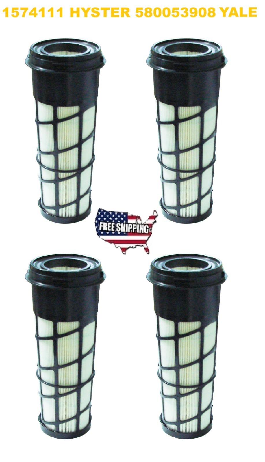 SET OF 4 HY 1574111 1690037 HYSTER AIR FILTER 580053908 580090652 YALE   FA018