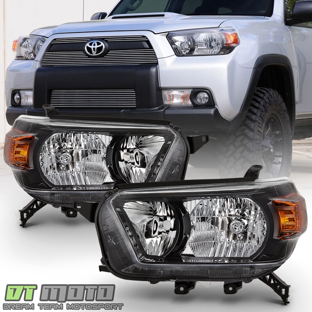 For 2010-2013 Toyota 4Runner Black Bezel Headlights Headlamps 10-13 Left+Right