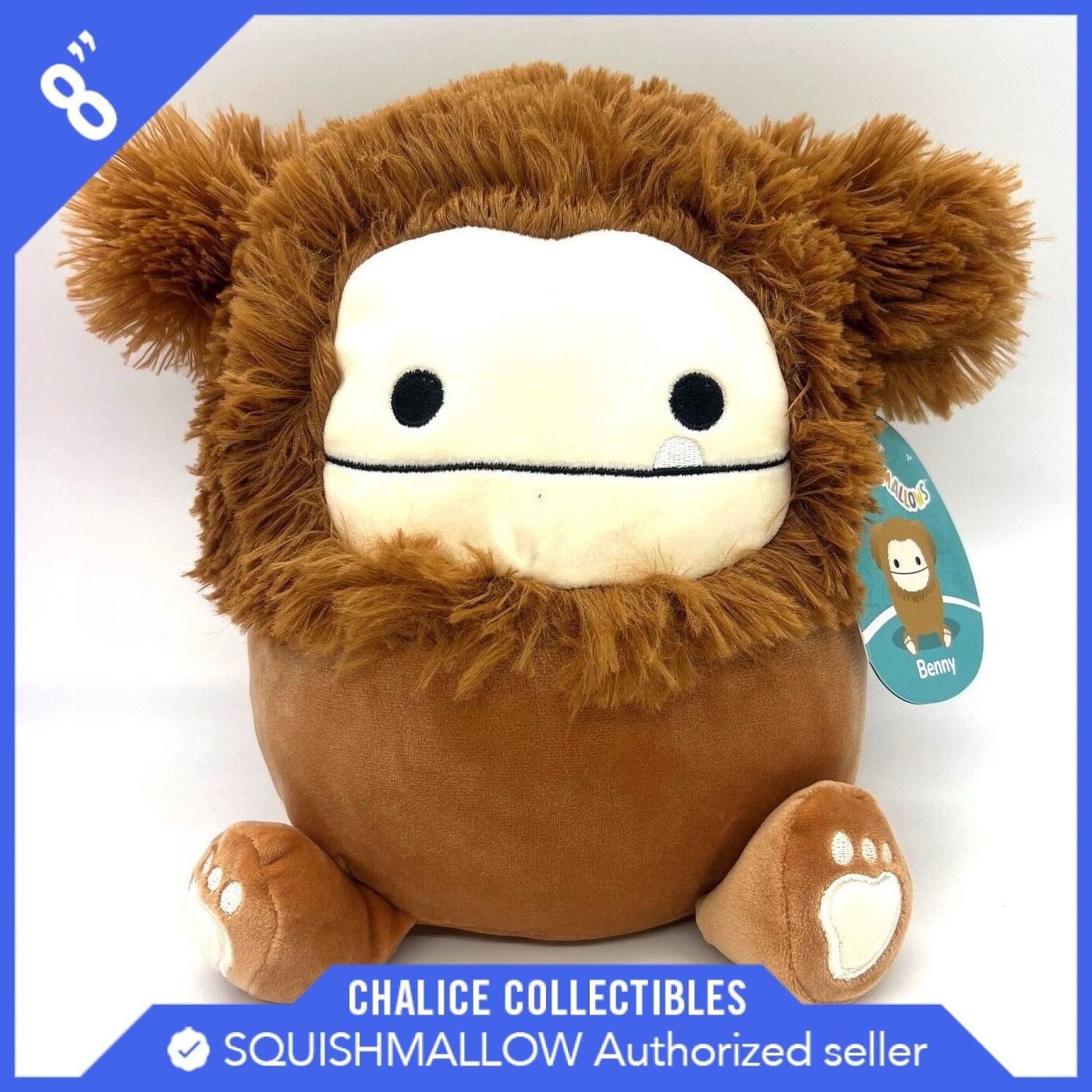 Squishmallow Kellytoy Plush Limited Squad Benny The Brown Big Foot Yeti 8" NWT