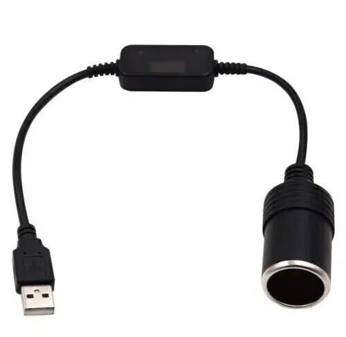 USB To 12V Car Cigarette Lighter Female Socket Converter Adapter Cable Connector