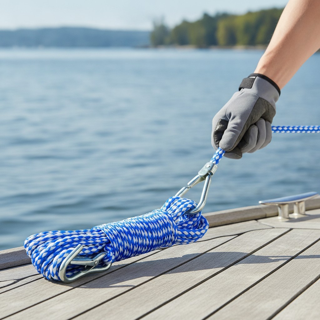 UV-Resistant Hollow Braided Anchor Line 3/8" X 50' - Floats for Easy Retrieval