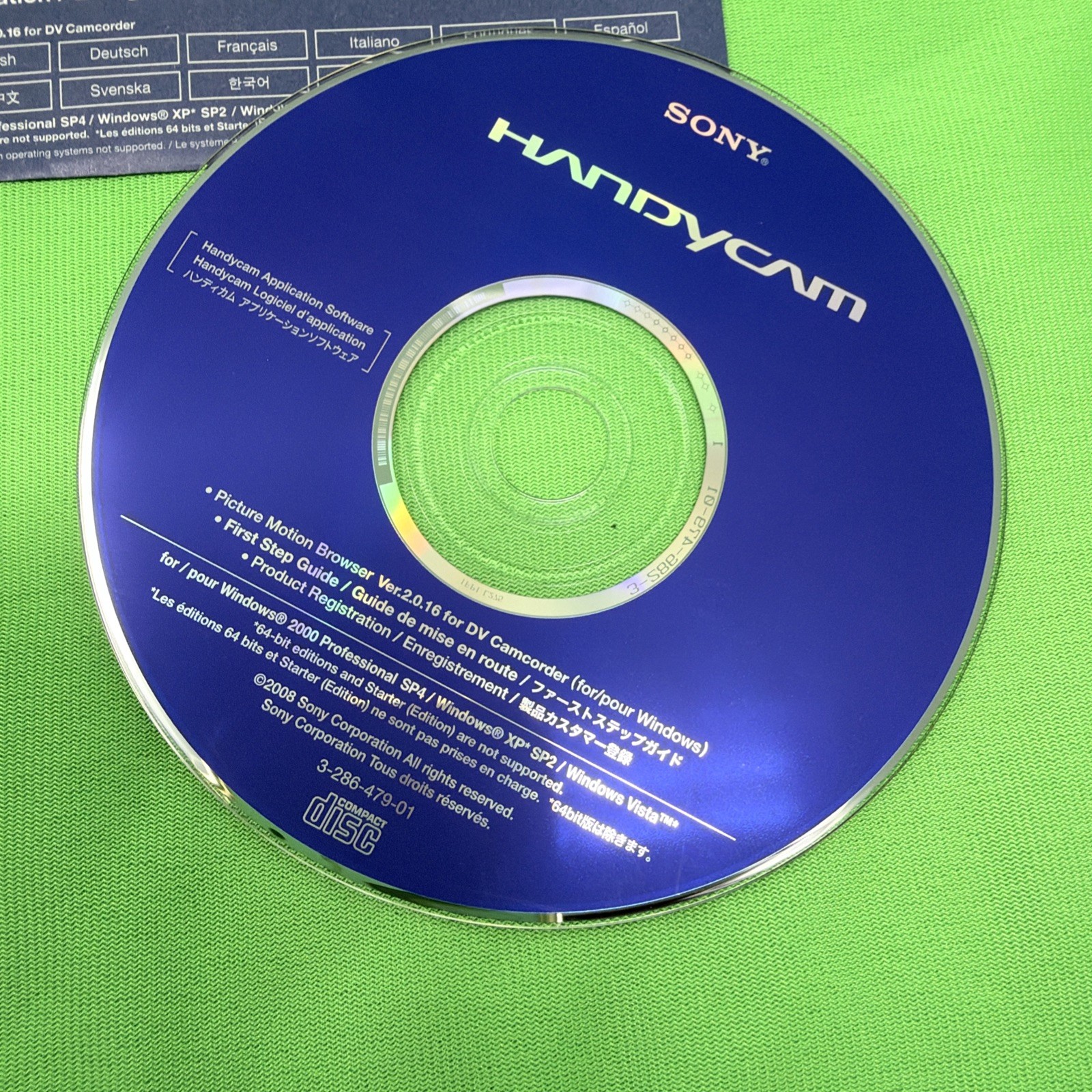 Sony Handycam Application Disc Windows 2000 XP Picture Motion Browser Ver 2.0.16