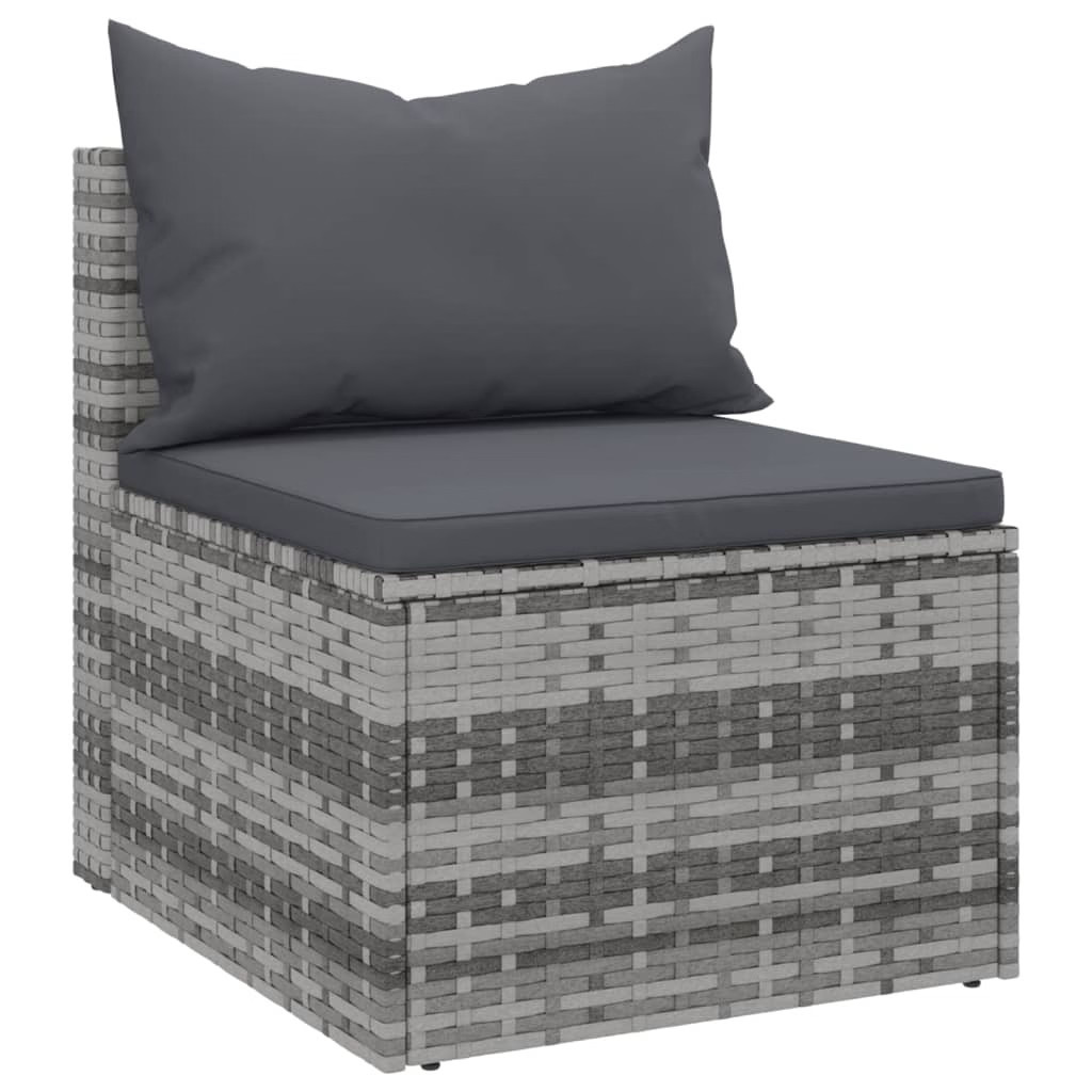 Garden Middle Sofa Grey PE rattan, powder-coated steel Medium