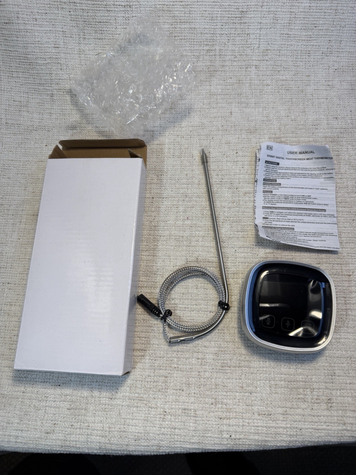 Digital Meat Thermometer EK8007S w/ Probe & Timer LCD BBQ Grill