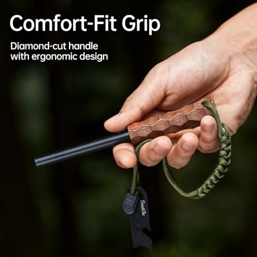 Ferro Rod Fire Starter, Survival Flint and Steel Fire Starter Kit Black Walnut