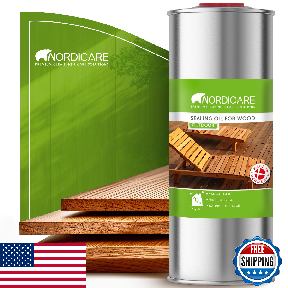 Nordicare Teak Oil 34 Oz - Outdoor Wood Oil Sealer for Teak, Acacia, Oak Furnitu