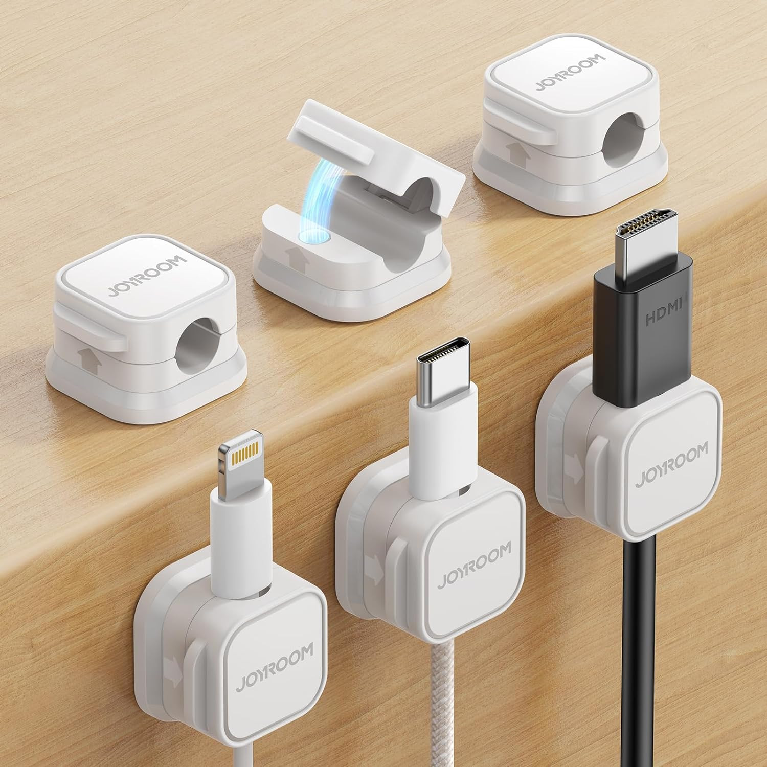 6 Pack Magnetic Cable Clips [Cable Smooth Adjustable] Cord Holder, under Desk Ca