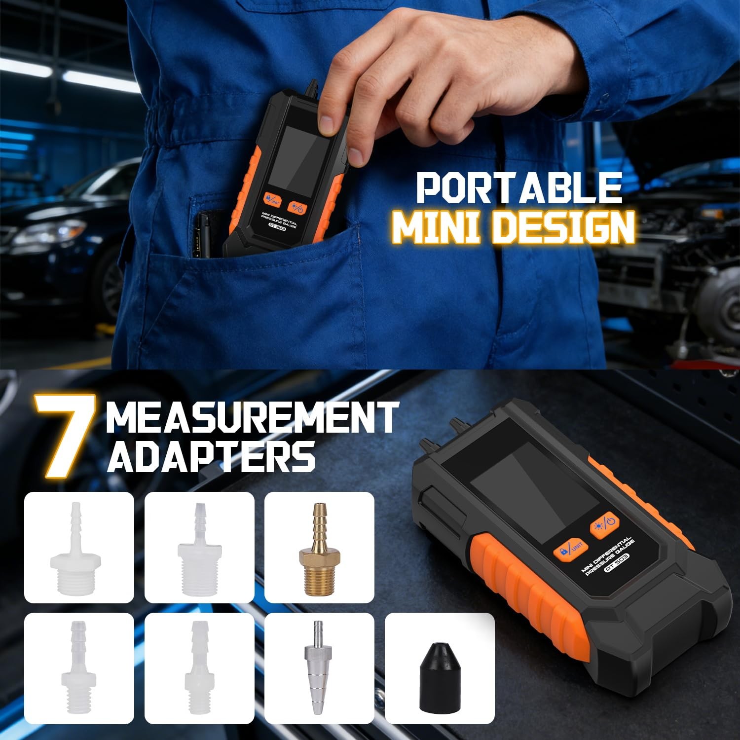 Manometer Gas Pressure Tester, Dual-Port HVAC Digital Differential Pressure...
