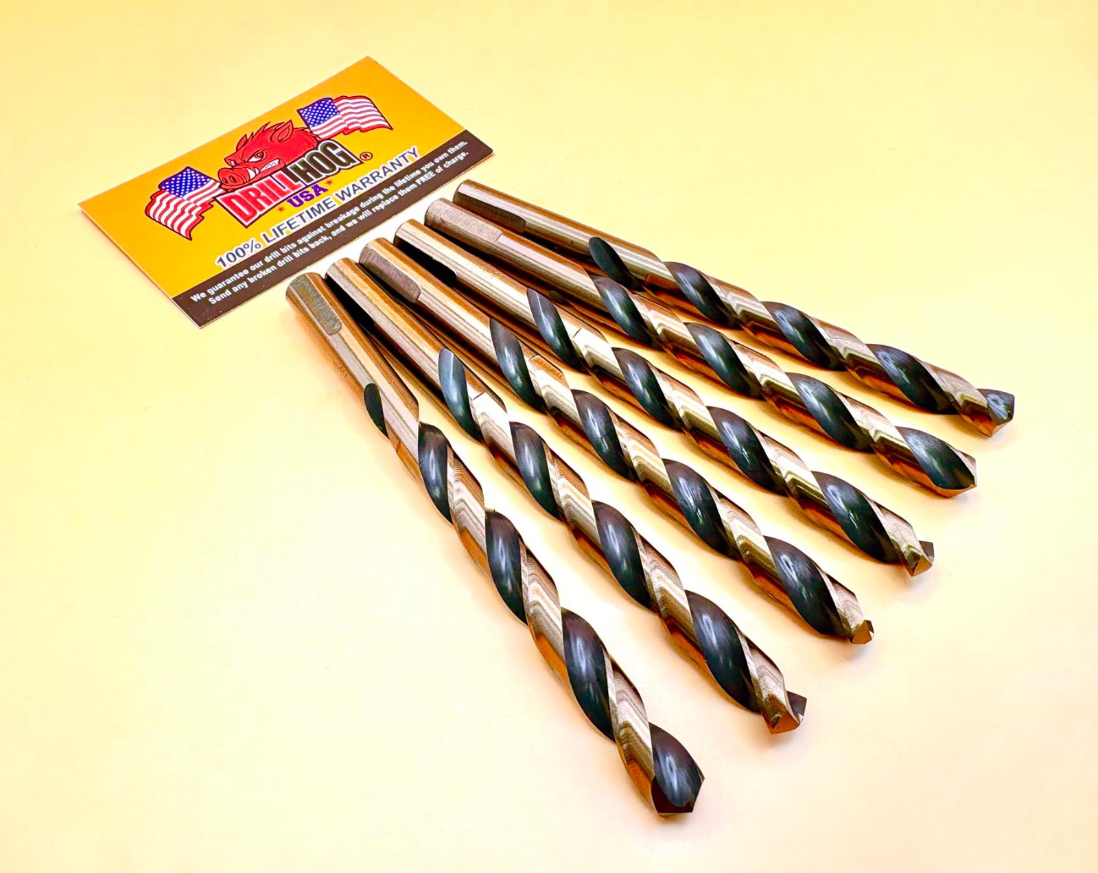 3/8" Drill Bit 3/8" Bit Twist HI-Moly HSS M7 Drill Hog® Lifetime Warranty 6 Pack