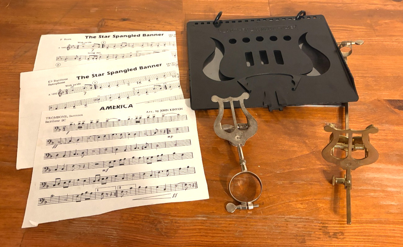MARCHING BAND LYRE USA SHEET MUSIC CLIP HOLDERS/PLASTI-FOLIO HOLDER LOT of 3