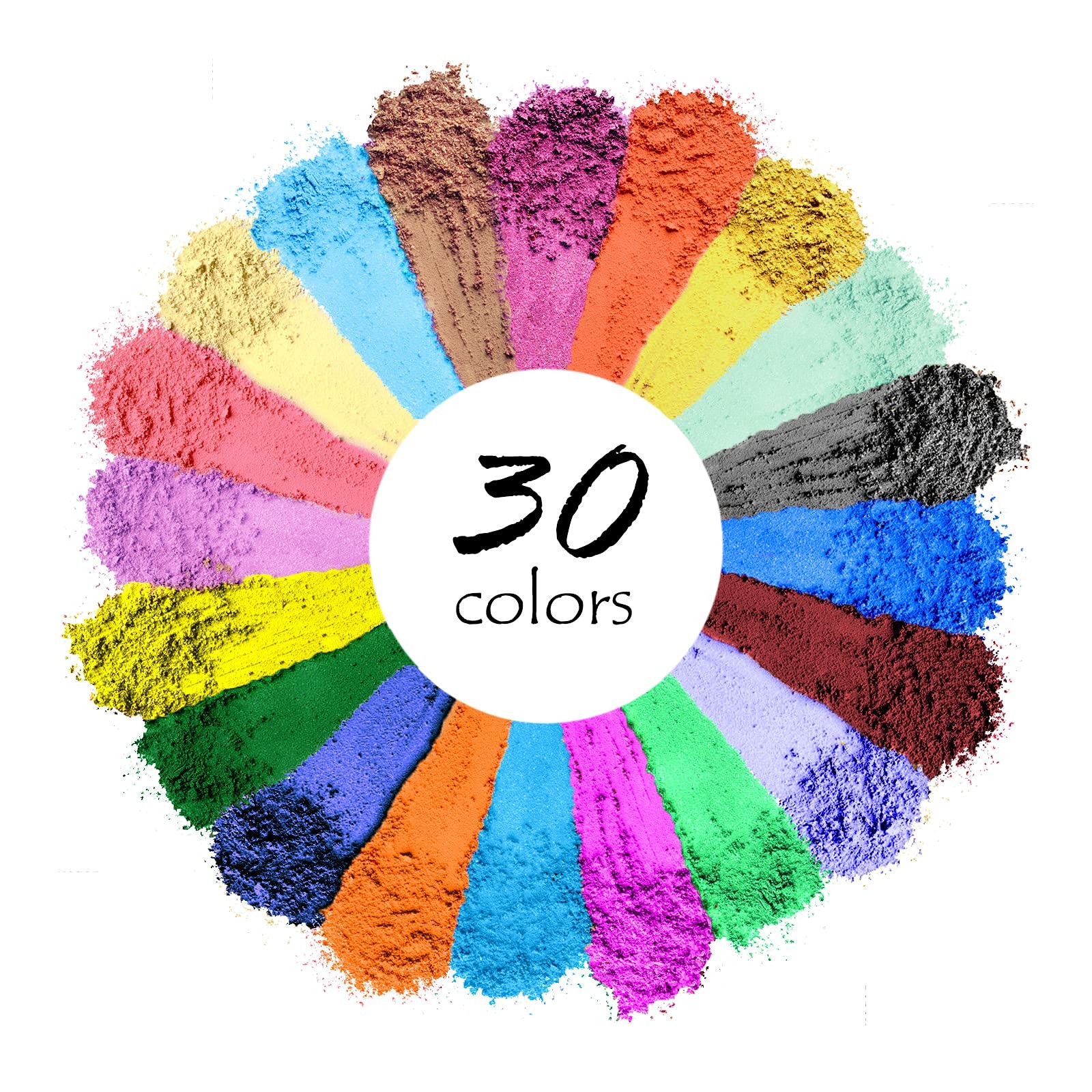 Mica Powder, 30 Color Pigment, Natural Cosmetic Grade Shimmer 30 Bag