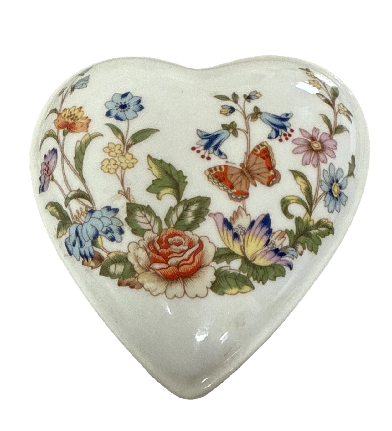 Aynsley Cottage Garden Heart-Shaped Trinket Box Bone China England