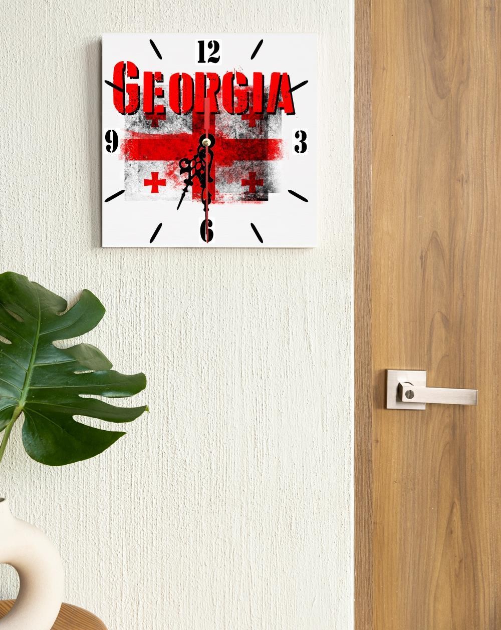 Georgia Flag Wall clock patriots CERAMIC Tile Watch Support Décor