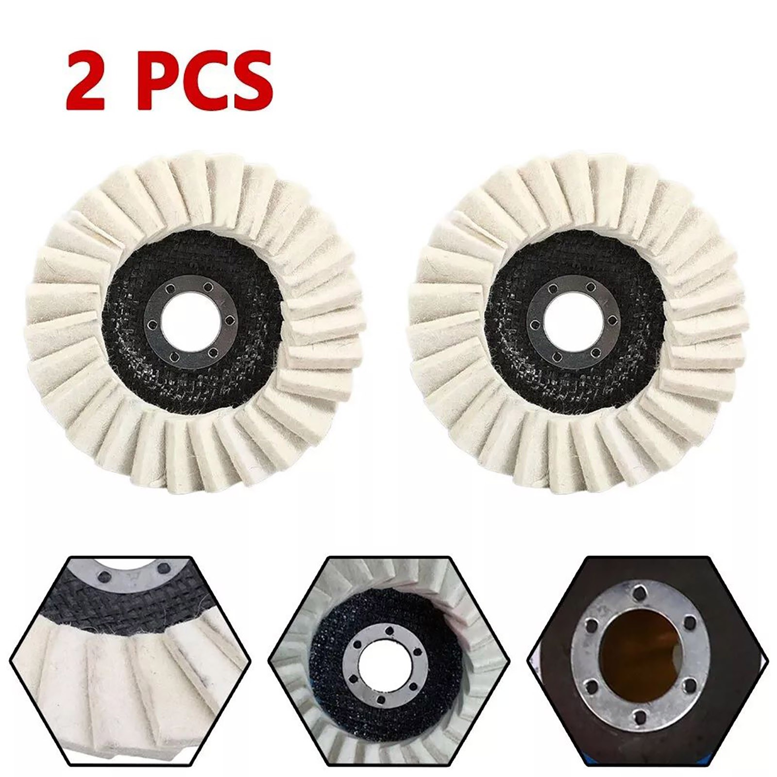 2Pcs Wool Polishing Wheel Buffing Pads Flap Disc For Metal Wood Angle Grinder
