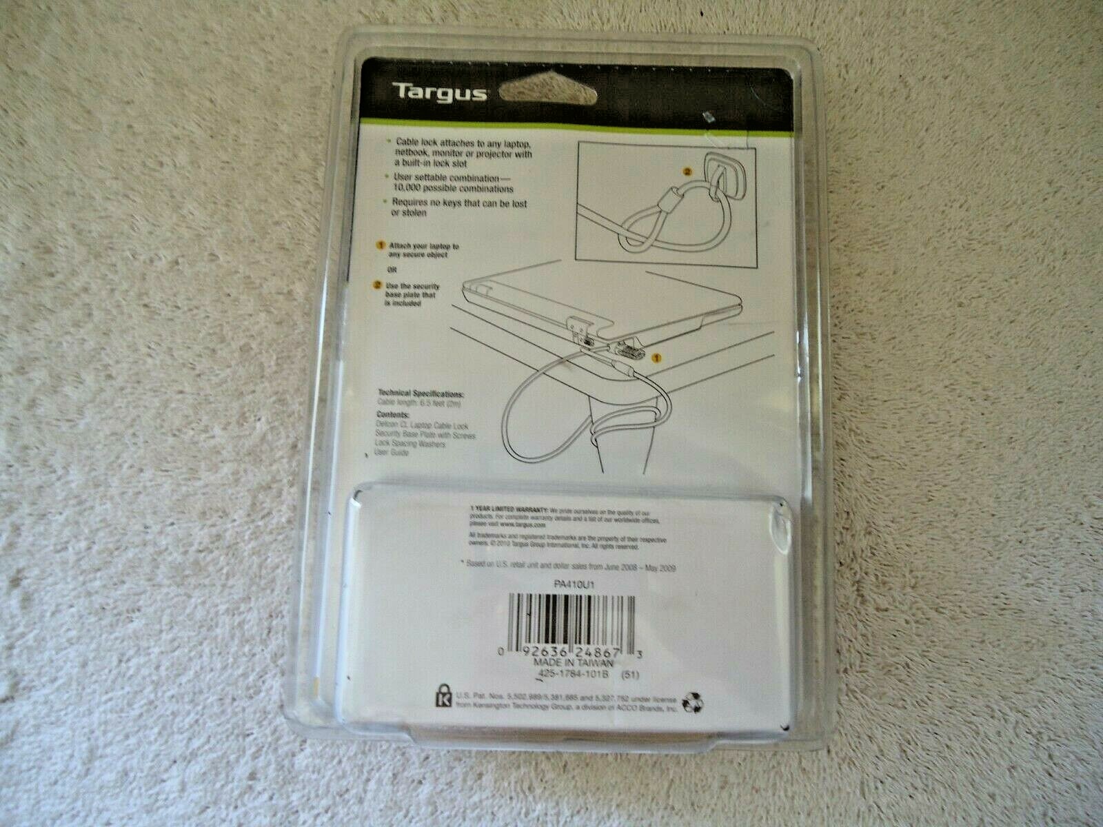 Targus " NIP " Defcon CL Laptop Cable Lock " GREAT MULTI USE CABLE LOCK "