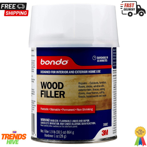 3M Bondo Wood Filler (850.49 g) with Bondo Cream Hardner 0.5 oz (14g) 30 oz