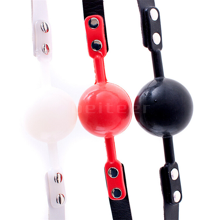 Bondage PU Leather 48mm Large Solid Silicone Open Mouth Gag Oral Harness SM Lock