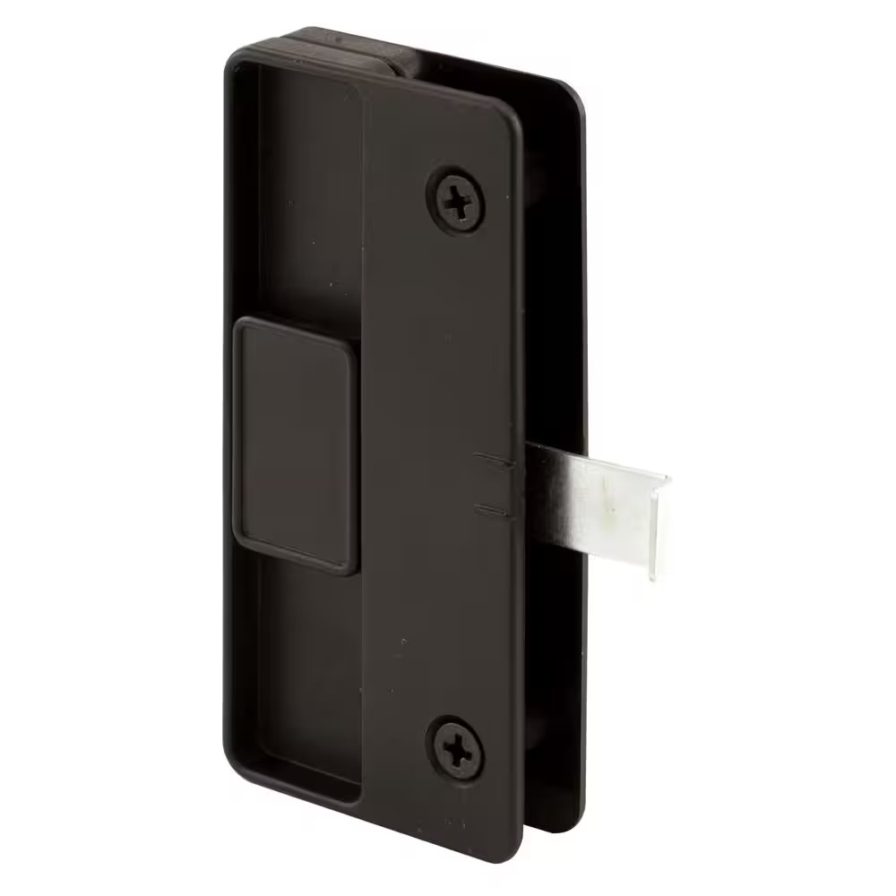 Sliding Screen Door Latch and Pull, 3 In. Hole Center, Black Plastic W/Steel Lat
