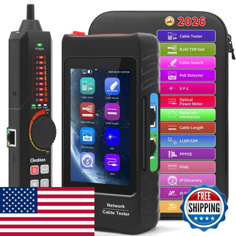 Henkion Multifunction Rj45 Network Caber Tester 4 Ips Touch Screen Utp Cable