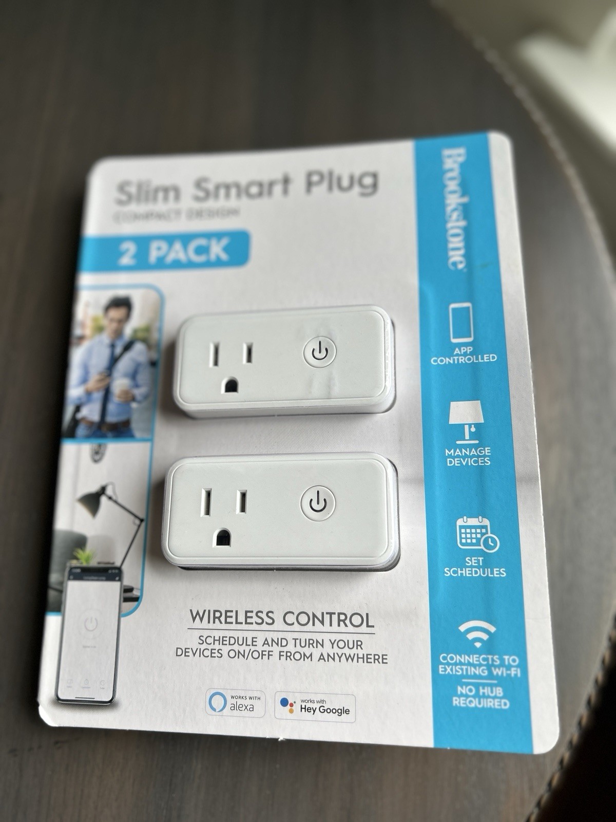 2 Pack Brookstone Smart Plug WiFi Outlet Switch, Compatible with Alexa & Google