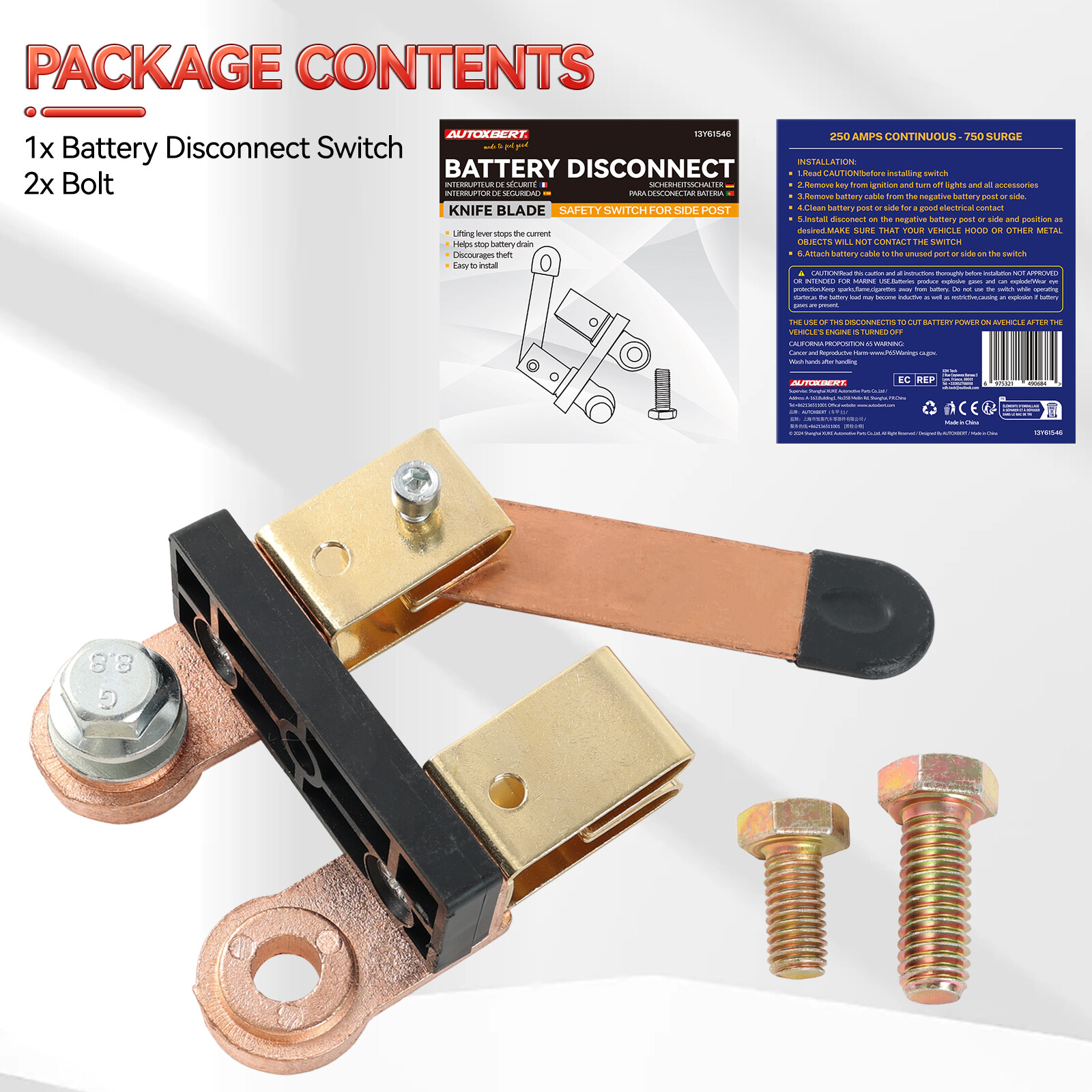 Blade Battery Disconnect Switch 12V/24V Copper Side Post Shut Off Fit Car Boat