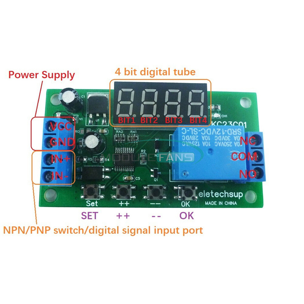 Pulse Counter Switch DC 5/12/24V Adjustable Timer Delay Turn On/Off Relay Module