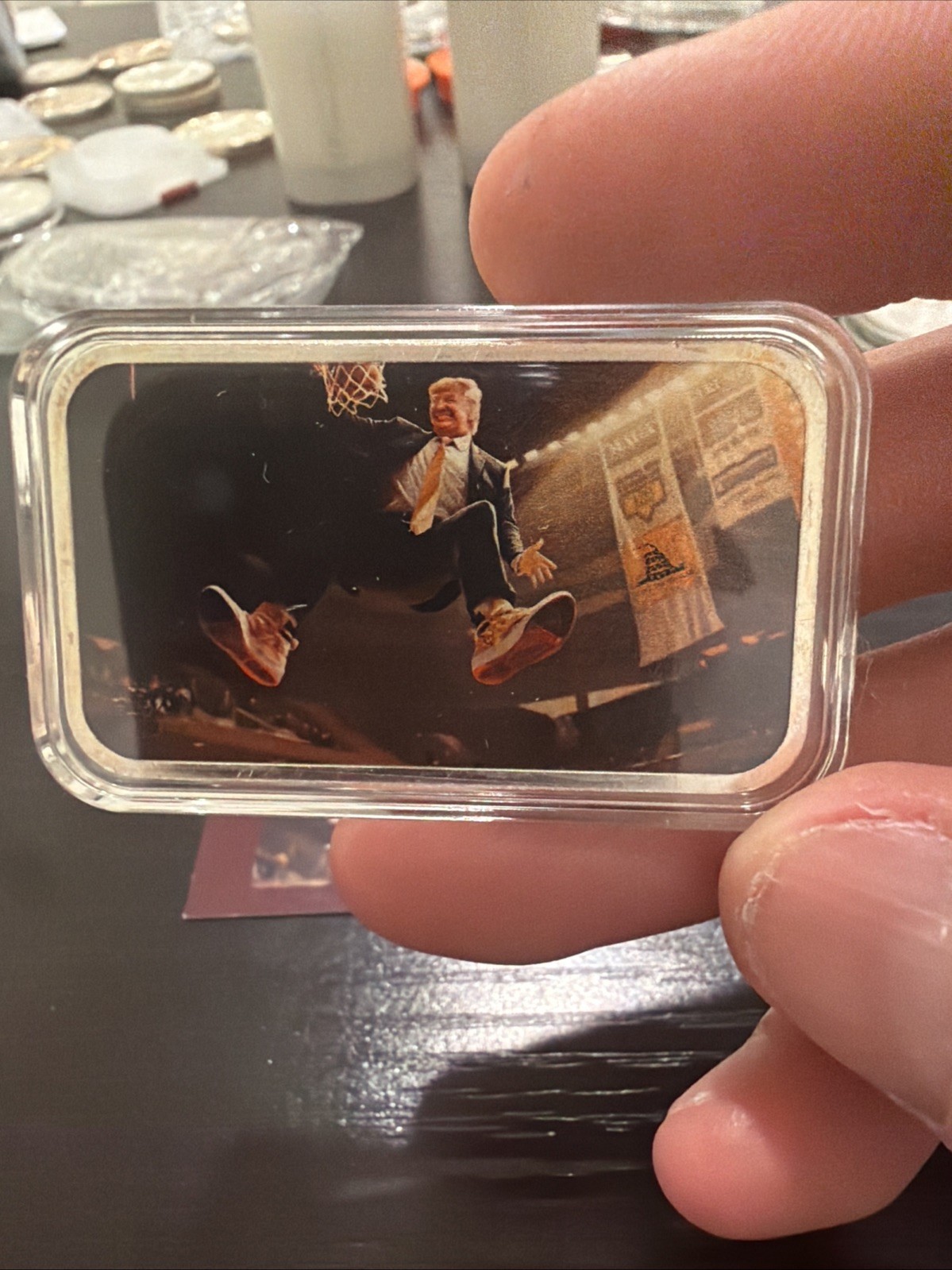 1oz Silver Trump Dunking Basketball Shoes Limited With COA /1000 .999 Bar