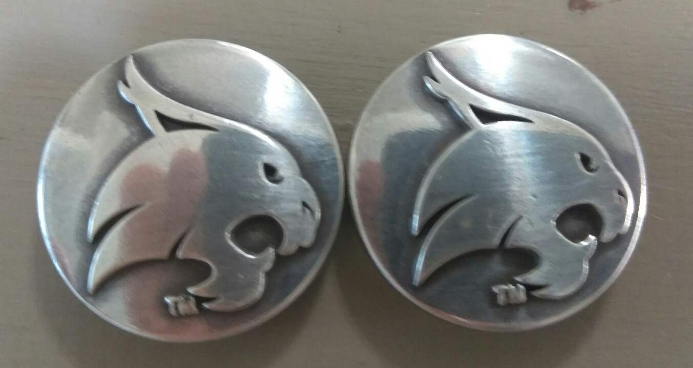 Lot of 2 Texas State University Bobcat Conchos with Screws 1 1/8" Wide