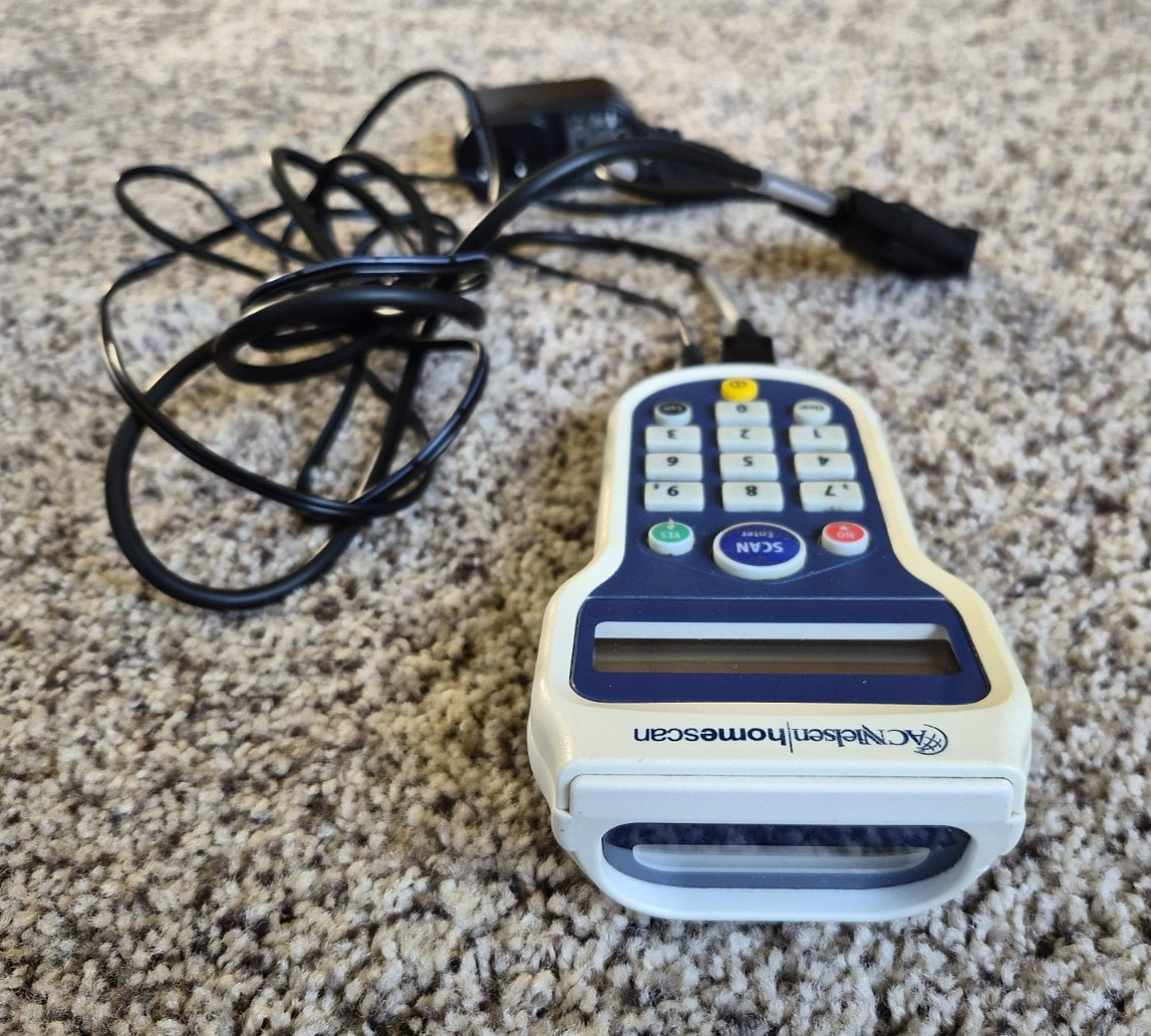 AC NIELSON HOMESCAN HANDHELD BAR CODE SCANNER w/ Cords -Original Box -Intermec
