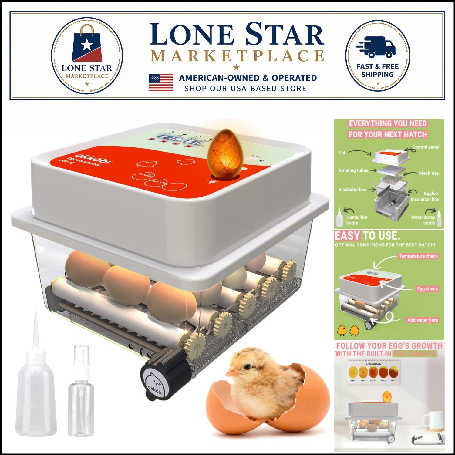 Egg Incubator with Automatic Turner & LED Display – For Chicken, Quail, Ducks