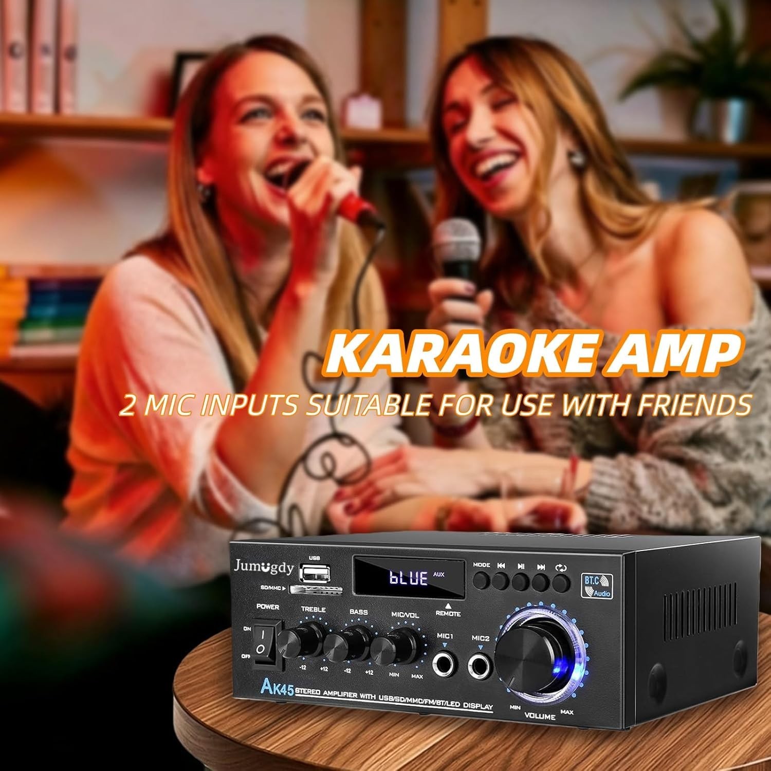 Compact 800W Stereo Receiver & Amplifier with Bluetooth, FM Radio & USB Inputs