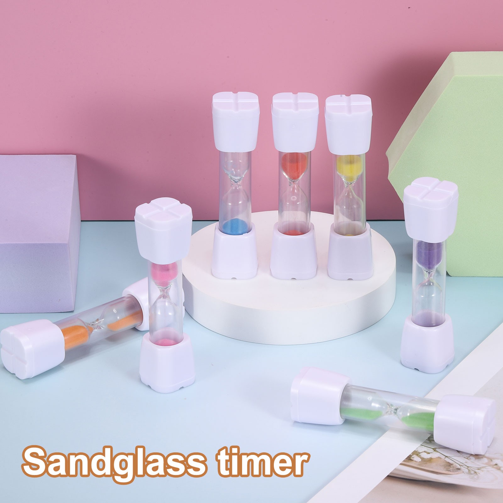 4 Pcs White Cap Orange Sand 3 Minute Sand Timer Sandglass Timer