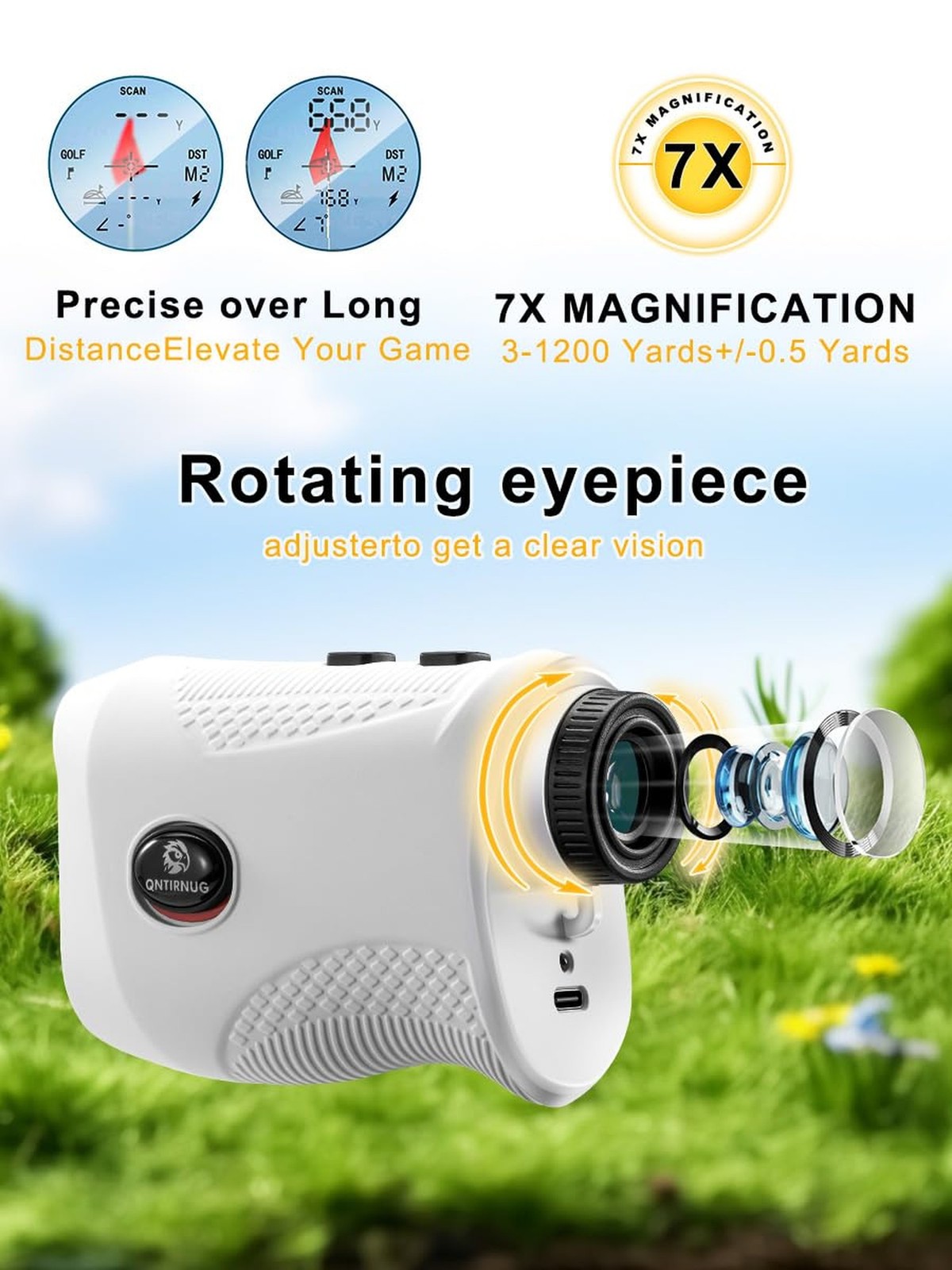 Golf Laser Rangefinder with Slope,7X Magnification Range Finder Golf for Hunt...