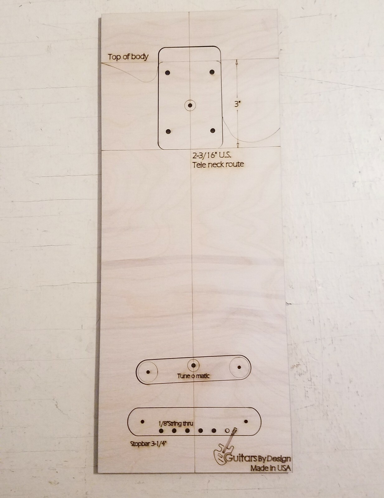 Guitar Body Neck Route +Tune o matic Recess route Template Tele USA NRTTOM