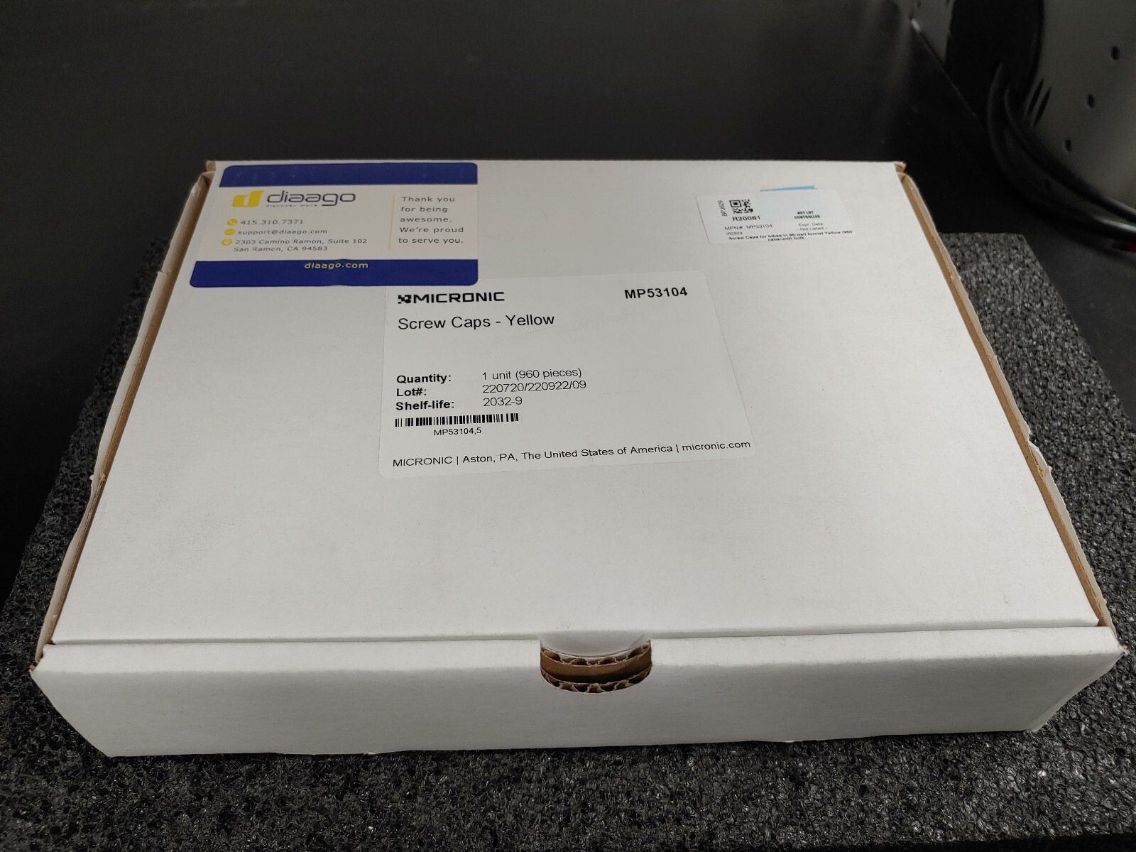 960 Box MICRONIC MP53104 Screw Caps Yellow