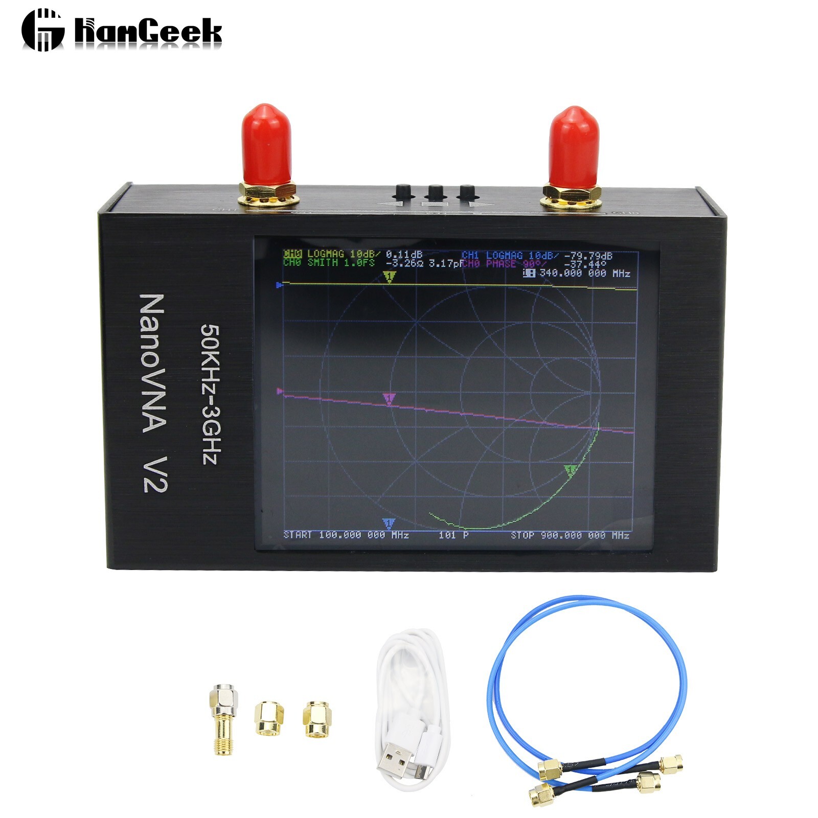 V2 50KHz-3GHz Vector Network Analyzer Antenna Analyzer For Shortwave HF VHF UHF