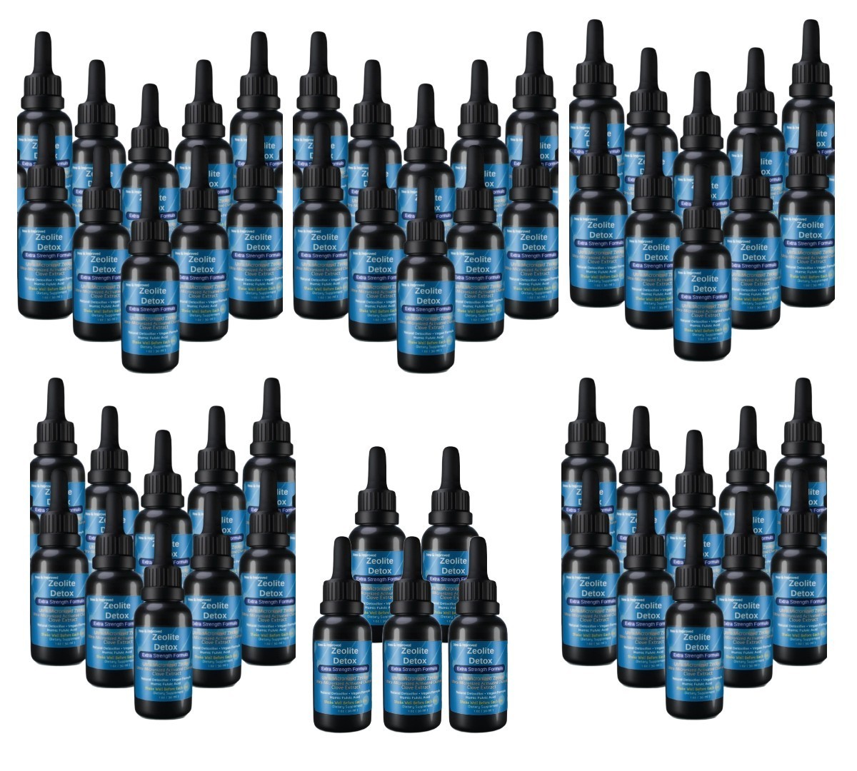 Zeolite Liquid  50 Pk + 5, Extra Strength Natural Liquified Detox, Glass Bottles