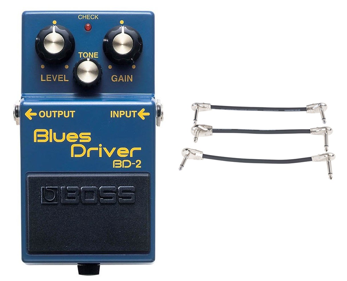 Boss BD-2 Blues Driver Overdrive and Distortion Pedal + Gator Patch Cable 3 Pack