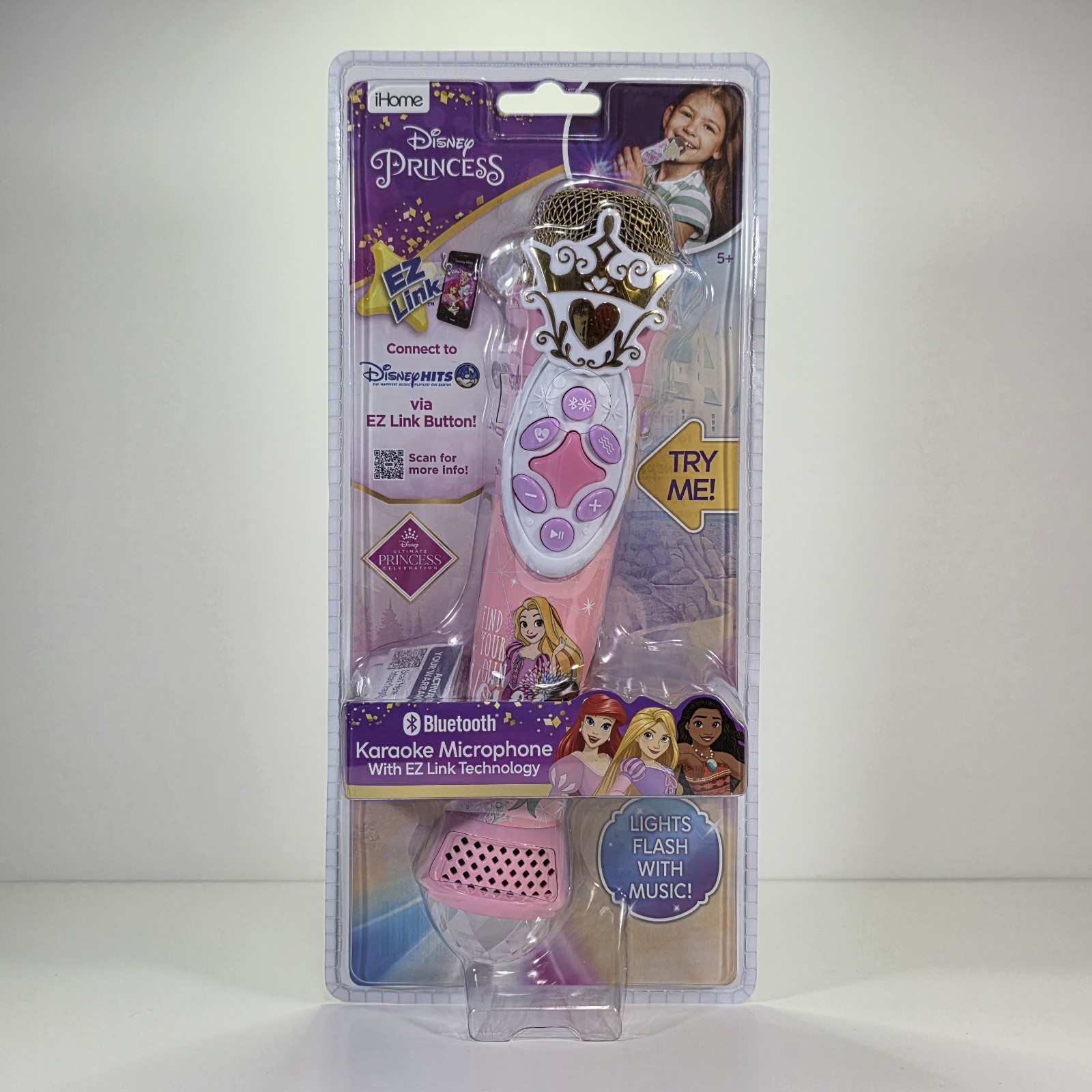 iHome Disney Princess Rechargeable Bluetooth Karaoke Microphone Lights w/ Music