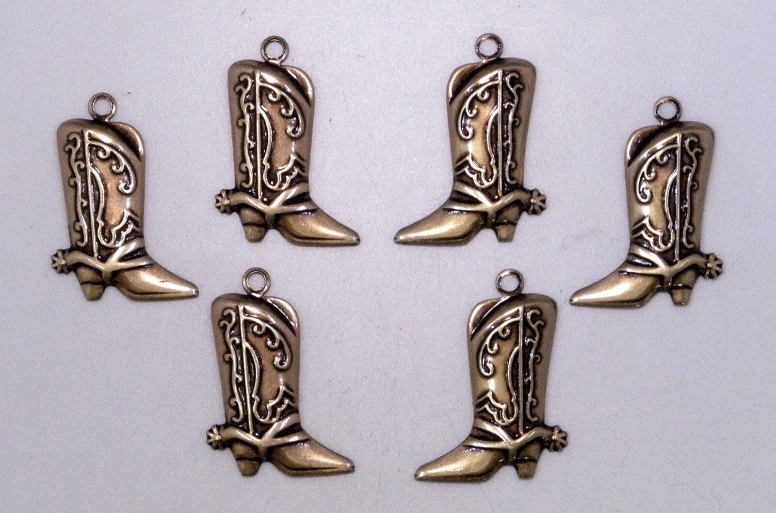 #0260 ANTIQUED GOLD SMALL L & R COWBOY BOOTS - 6 PAIR
