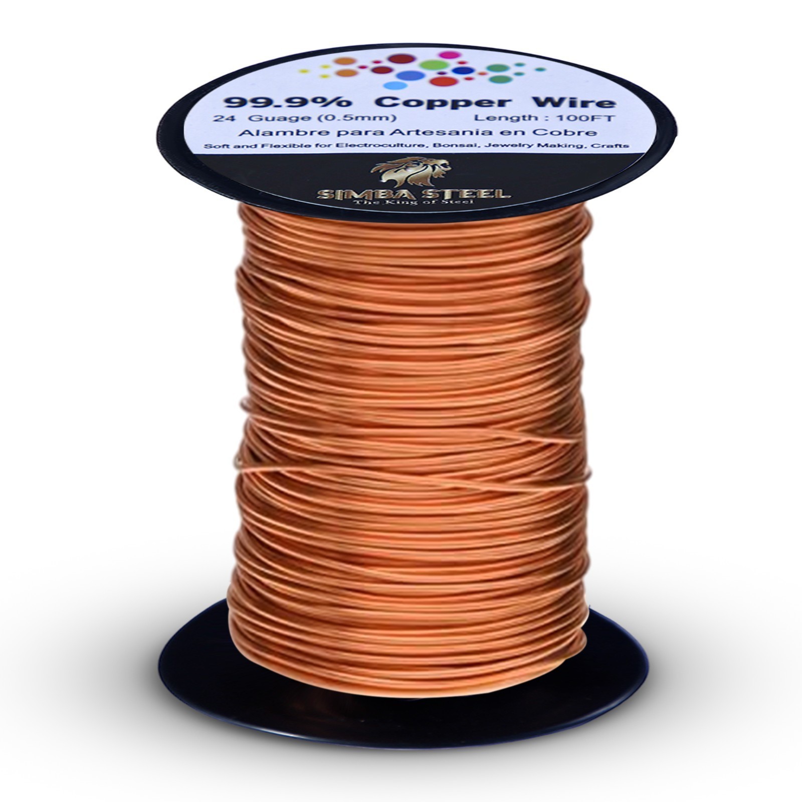 Copper Wire 24 Ga x 100 FT 99.9% Pure for Jewelry DIY Craft and Electrical Use