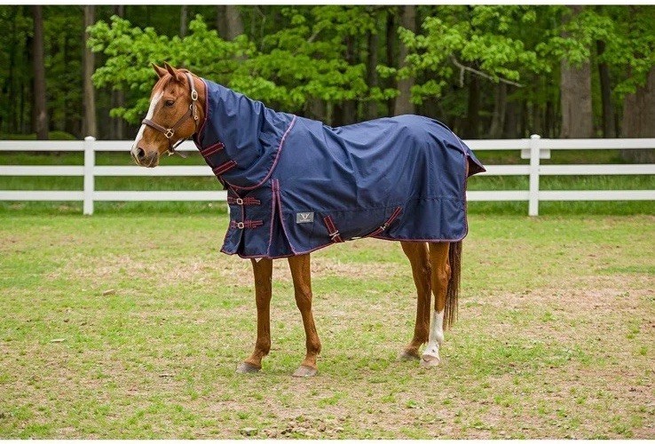 TuffRider 1200D Turnout Sheet 81” Navy Waterproof Horse Blanket w/ Detach Neck