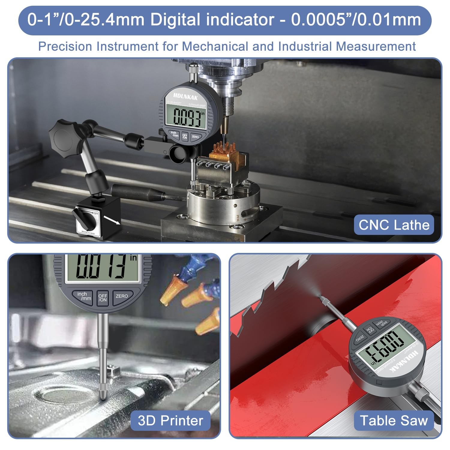 HDLNKAK Electronic Digital Dial Indicator Under 3 Inches, 1”Dial