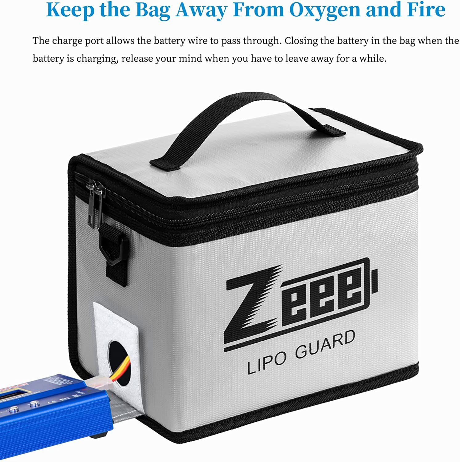 Zeee Lipo Battery Safe Bag Fireproof Explosionproof Guard for Storage & Charge